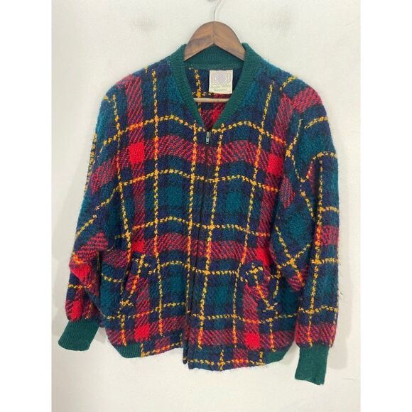 Boyne Valley weavers womens L/XL Wool full‎ zip plaid jacket & scarf handmade - Picture 2 of 5